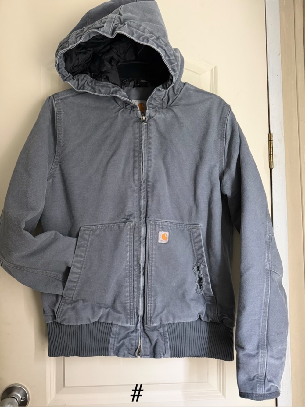 Carhartt Jacket Youth M 8/10 gray Hooded Kids Quilted Coat barncore winter‎
